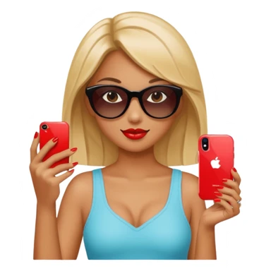Girl with sunglasses and nails with an iPhone sticker