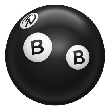 Black pull Ball with MB written on it sticker