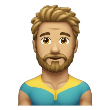 Swimming guy hair beard muscles sticker