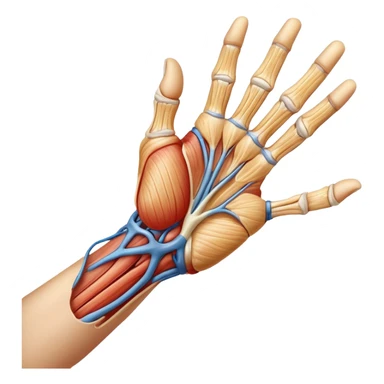 Hand holding a tendon anatomy diagram sticker