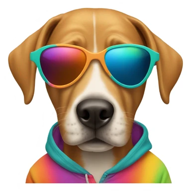 dog wearing hoodie and sunglasses sticker