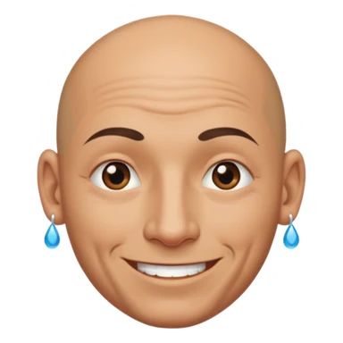 Bald man with drop tattoo under eye sticker