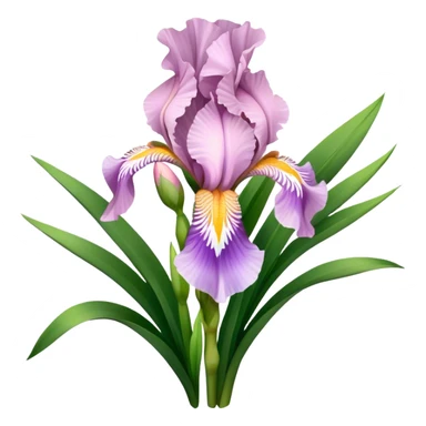 big bouquet Soft Pink Iris, luxuriant, leaf, bud sticker