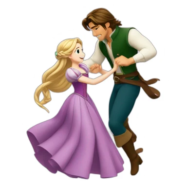 Rapunzel and Flynn Rider dancing anime style sticker