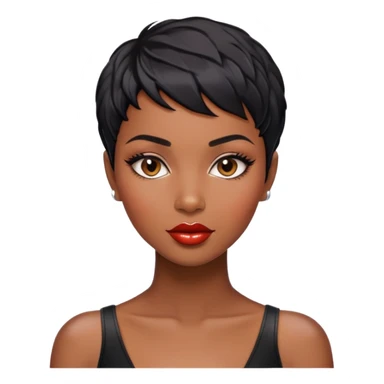 Alluring african woman pixie cut textured black hair shiny glossy lips sticker