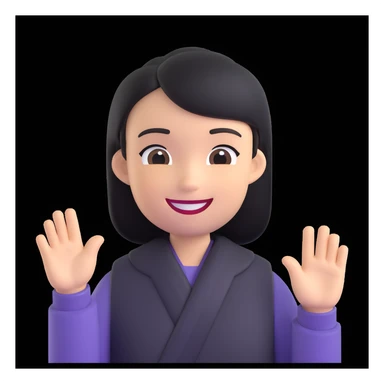 Mii-style avatar, smiling, waving, plain background sticker