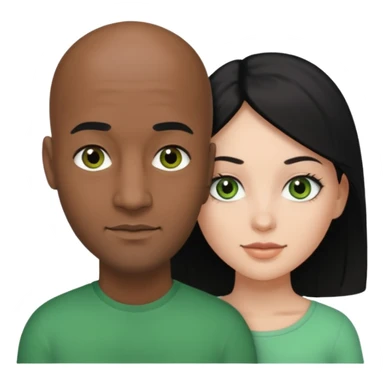 Black bald guy with brown eyes & a white girl balcky hair with green eyes  sticker
