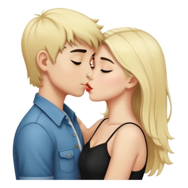 Blonde boy kissing black haired girl  sticker