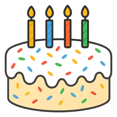 flat toon white birthday cake with sprinkles and candles sticker