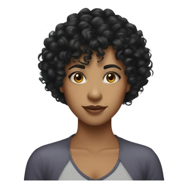 Mixed girl with black curly hair and bangs (also curly) sticker