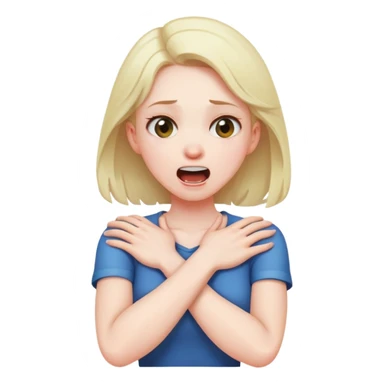 girl with arms crossed over chest grabbing neck and screaming  sticker