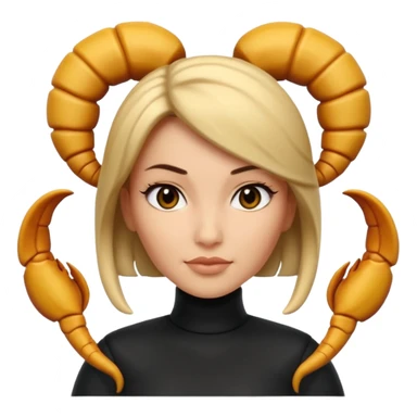 Scorpio zodiac signA 3D cartoon woman with a scorpion-shaped hairstyle, confident expression, smooth skin tone, Memoji-style. sticker