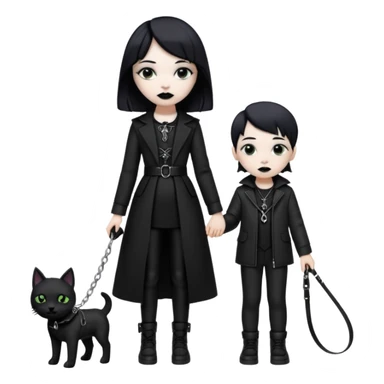 Fille Gothique qui tien un garçon en laisse sticker