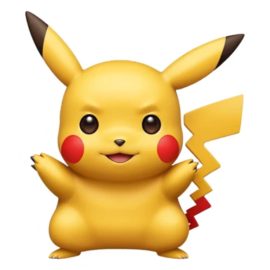 Pikachu designed in the style of Rednote app emoji, using minimalistic lines, bright yellow, and a red highlight sticker
