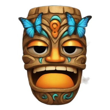 Tiki with colors blue and orange-butterfly-tornado-fun-love-eyelasch sticker