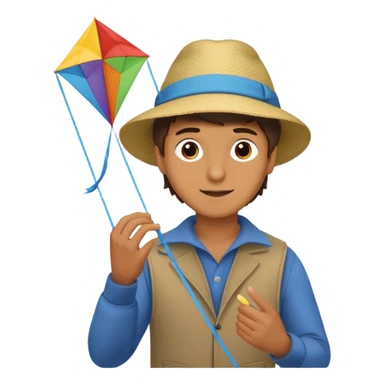 man making a kite sticker