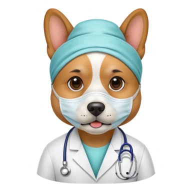 doctor dog wearing medical mask sticker