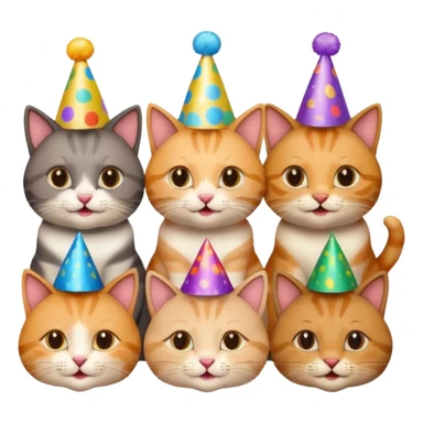  3 happy cats wearing party hats sticker