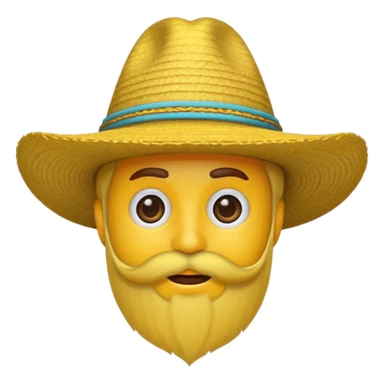 Un emojis amarillo con sombrero y barba sticker