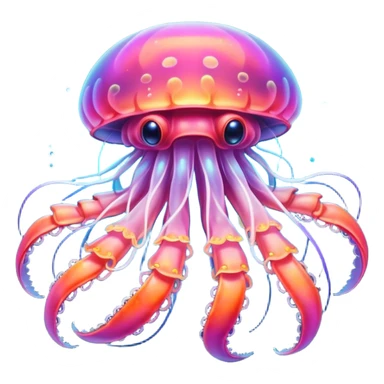 Neon glowing jellyfish-crab-squi sticker