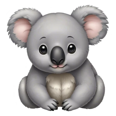 Cinematic Cute Koala Portrait Emoji, Head tilted playfully and inquisitively, featuring a fluffy grey fur with perky, rounded ears and a charming black nose, round, sparkling eyes filled with gentle curiosity, Simplified yet irresistibly adorable features, highly detailed, glowing with a warm, friendly glow, high shine, affectionate and cuddly, stylized with a touch of eucalyptus whimsy, bright and endearing, soft glowing outline, capturing the essence of a mischievous yet loving koala, so playful it feels like it could snuggle out of the screen into your arms! sticker