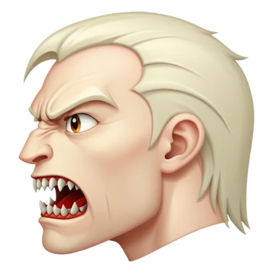 young angry man in profile view with fangs sticker