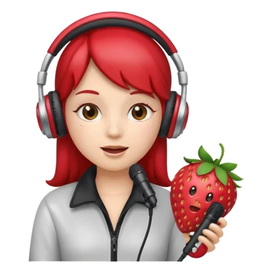 A strawberry holding mic and wear headphone sticker