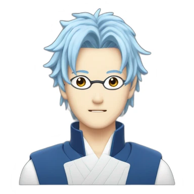 Satoru Gojo with blue hairs and his patch eyes sticker