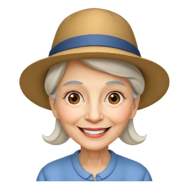 elderly woman with hat sticker