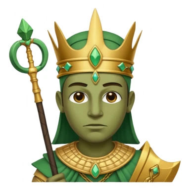 Ancient Egyptian god Osiris with green skin, Atef crown, and holding sticker