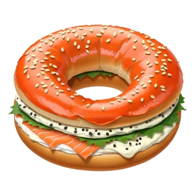 poppy bagel with salmon lox and cream cheese sticker