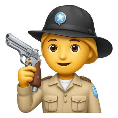 As un emoji blanco con una gorra y una garrafón un pistola y que tenga acepto gánster sticker
