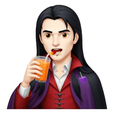 vampire using a juice box, long hair sticker