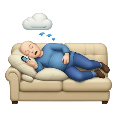 a man with a full belly passed out on the couch sticker