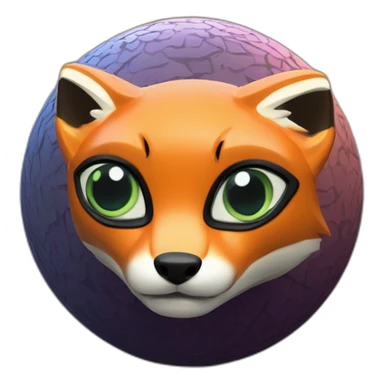 3d sphere with a cartoon Fox skin texture with Eye of Horus sticker