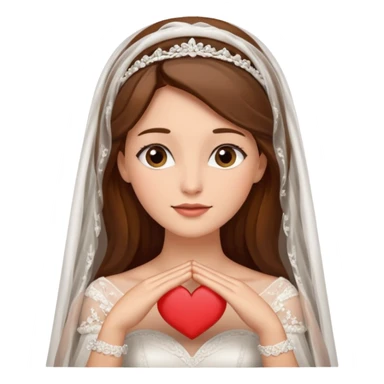 Blonde skin bride with a long veil with brown hair with a chin on her face sticker