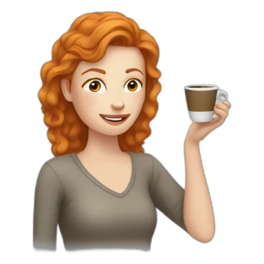 Ginger woman drinking coffee  sticker