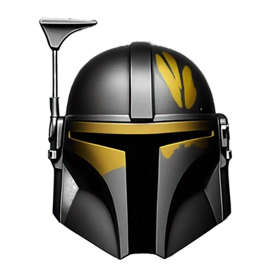 Mandalorian helmet black and yellow with antenna sticker