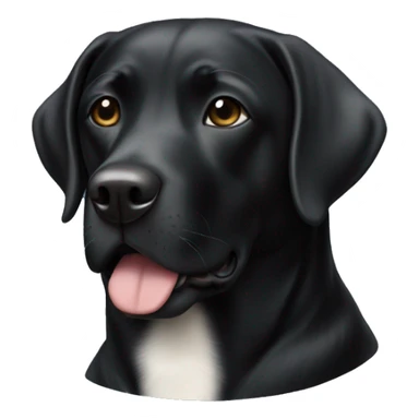 Black lab with white chest sticker