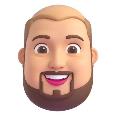 chubby Lebanese man with a goatee and short hair, smiling, 3D emoji style sticker