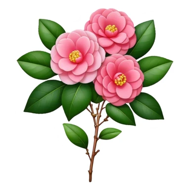 big bouquet Camellia flower, stem, leaf sticker