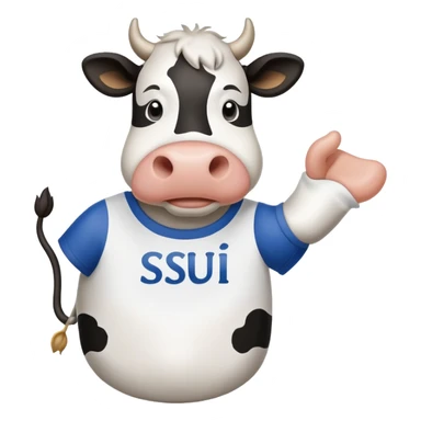 cow wearing a t-shirt that says SJSU sticker
