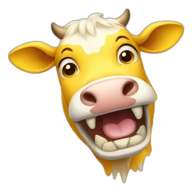 yellow cow with teeth showing sticker