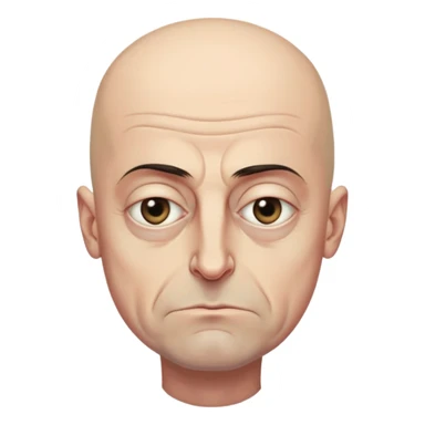 Steven Miller, Trump advisor, bald, grim expression, narrow face, sagging eyelids drooping more on the outside, bottom lip sticking out sticker