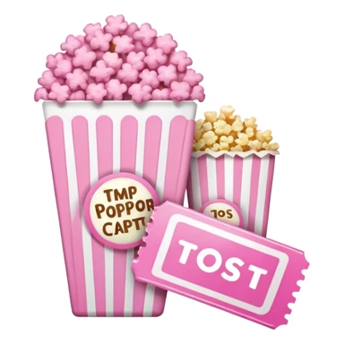 pink popcorn with 2 movie tickets sticker