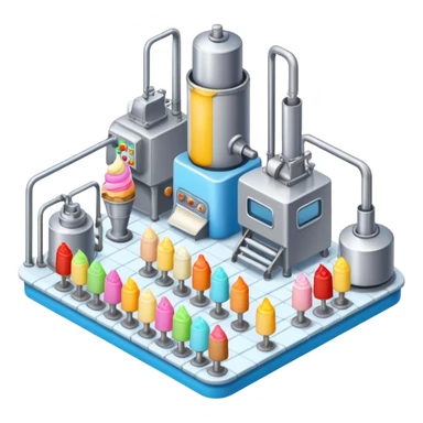 Ice cream factory with machines and production lines sticker