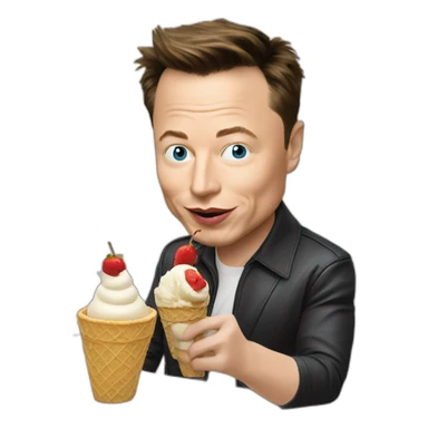 Elon musk eat macron in ice cream in kitchen sticker