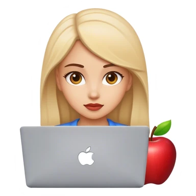 girl developer behind apple laptop sticker