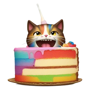 rainbow cat eating cake sticker