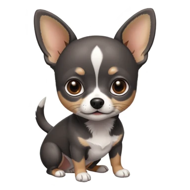 Very Dark grey and black Chihuahua with white markings sticker